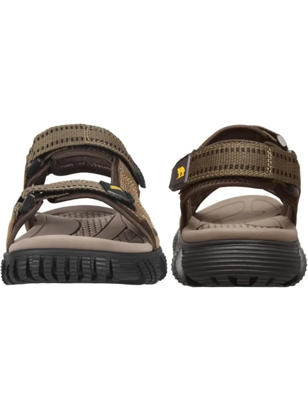 Men's Khaki And Green Comfort Leather Athletic Arch Support Hiking Sandal Shoes